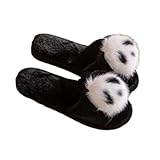 Flauschige Offene Zehen Panda-Hausschuhe Für Damen Pantoletten Mit Kuscheligem Futter Süße,...