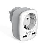 TESSAN Reiseadapter USA Adapter Amerika Deutschland Stecker mit 2 USB 2.4A, Steckdosenadapter...