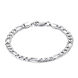 CASSIECA Armband Herren Edelstahl Panzerkette für Männer Jungen 5mm, Figaro Link Armkette 21cm Hip...
