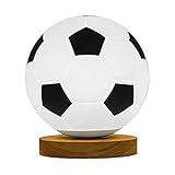 Harilla Fußballlampe mit Massivholzsockel, Kleine USB Tischlampe, Dimmbares Nachtlicht für...
