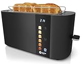 Balter Toaster 4 Scheiben, Touch Bedienung, Langschlitz, Edelstahl, Brötchenaufsatz, LCD Display...