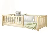 BEDDY Kinderbett mit Rausfallschutz 100x200 – Montessori Kinder Bett Naturholz – Bodenbett mit...