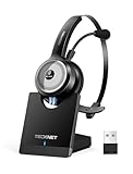 TECKNET Bluetooth Headset mit Mikrofon, USB PC Bluetooth Headset mit AI Rauschunterdrückung,...