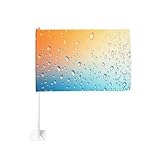Wassertropfen auf blau-orangefarbenem Farbverlauf, Autoflagge, Fensterclip, 30 x 45 cm,...