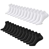 FALARY Sneaker Socken Herren Damen 12 Paar Kurze Halbsocken Baumwolle-SchwarzWeiß-43-46