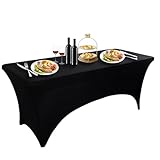Rechteckige Stretch-Tischdecke, 1,5 m, Spandex-Stoff, faltenfrei, waschbar, perfekt für...