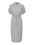VERO MODA Damen Leichtes Kurzarm Kleid Midi Blusen Dress Locker mit Gürtel und Hemdkragen VMBUMPY,...