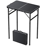 JiGiU Campingtisch 60x40cm Klapptisch mit 3 Höhenverstellbar 27cm/51cm/74cm Aluminium-Rahmen...