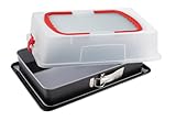 Dr. Oetker Rechteckige Springform mit Emaille-Servierboden & Abdeckhaube, 38 cm, Back-Idee –...