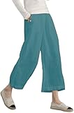 ECUPPER Caprihose für Damen, Übergröße, elastischer Bund, Baumwolle, locker, lässig, bauchfrei,...