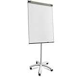 MOB Flipchart Piranha Whiteboard fahrbar mit Rollenfuss Ständer 73x104cm | Höhenverstellbar bis...