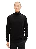 TOM TAILOR Herren 1038202 Basic Rollkragen-Pullover aus Baumwolle, 29999-Black, L