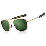 SUNGAIT Herren Militär Sonnenbrille Polarisierte Pilot Style - Bajonett-Tempel Gold/Grün A285