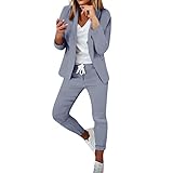 Generisch Hosenanzug Damen Elegant 2 Teilig Hosenanzug Langarm Business Anzug Set Zweiteiler...