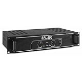 SkyTec SPL400 PA Verstärker Endstufe 400 Watt, mit 3-Band-Equalizer, 3 Kanal Input, Chinch, AUX,...