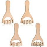 Youery 4 Stück Massageroller Holz, Rückenmuskel-Roller, Manuelle Holztherapie-Massagewerkzeuge,...