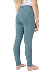 HORZE Kinder Reitleggings DEA, Reithose Mädchen, Gürtelschlaufen, Vollbesatz, Handytasche, Blau,...