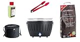 LotusGrill S Small Kompakt Starter-Set Anthrazitgrau der raucharme Holzkohlegrill mit 2,5 kg...