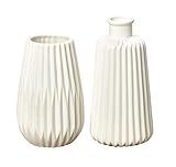 Boltze Vasen Set Esko 2-teilig, Blumenvasen aus Keramik, ø ca. 8,5 cm, ohne Blumen, skandinavischer...