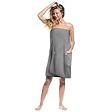 Aomig Sauna Zubehör Saunahandtuch Saunakilt Damen, Knopffrottee Saunarock, Elastische Taschen...