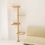 Kratzbaum, Wandmontage, hoch, platzsparend, vom Boden bis zur Decke, Naturholz, Katzenwandregale,...