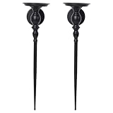 Zeitgenössische Vintage Schwarze Wandkerzenhalter Set Von 2 Metall Wandleuchter Kerzenstift...