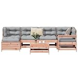 Gecheer 7-TLG. Lounge Gartenmöbel Set Holz, Sitzgruppe Garten Gartenlounge Outdoor Holz...