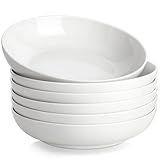 MALACASA, Serie Regular, 6 Teilig Pastateller Suppenteller Cremeweiße Porzellan Salatteller...