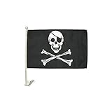 AZ FLAG - Autofahne Pirat Totenkopf - 45x30 cm - Piraten Totenkopf Autoflagge 30 x 45 Cm - Auto...