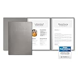 3 Stück 3-teilige Bewerbungsmappen Grau mit 2 Klemmschienen in feinster Lederstruktur