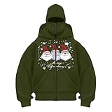 Weihnachts Hoodie Herren Balaclava Zip Hoodie mit Sturmhaube Herren Oversized Y2K Hoodies Ninjaa...