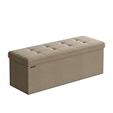 SONGMICS Sitzhocker mit Stauraum, klappbare Sitzbank, 38 x 110 x 38 cm Fußbank, Aufbewahrungsbox,...