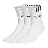 adidas 3 Stripes Linear Socks Socken 3er Pack, White, Größe 43-45