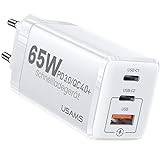 YOUSAMS 65W USB C Ladegerät 3-Port Schnellladegerät PPS GaN: PD3.0/QC4.0+ Netzteil kompatibel mit...