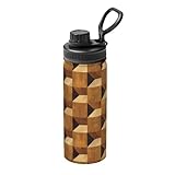 Edelstahl-Wasserflasche mit Holzdruck, 530 ml, isolierte Wasserflasche für Fitnessstudio