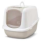 XXL Katzentoilette NESTOR JUMBO weiss-beige speziell für große Katzenrassen