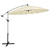 COSTWAY Ø300cm Sonnenschirm Ampelschirm mit 16 Rippen, Gartenschirm inkl. Schirmständer,...