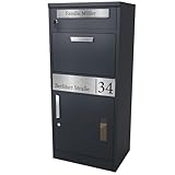 Bl4ckPrint® Briefkasten mit Paketfach personalisiert | XXL Paketbox für draußen groß |...