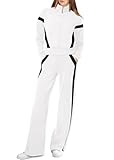 XIEERDUO 2-teiliges Damen-Sweatanzug-Set 2024, Sweatshirt mit Taschen, weites Bein, Sweathose,...