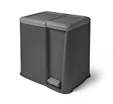 SUSTANIA Mülleimer Doppelkammer Treteimer mit Pedal - Abfalltrennung Recycling Abfallbehälter für...