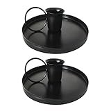 2pcs Eisen Kerzenständer, Metall Kegel Kerzenhalter, schwarz Kerzenhalter, Retro Chamberstick...