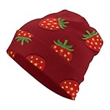 Niedliche rote Erdbeer-Beanie-Mütze für Herren und Damen, Herbst-Wintermütze, warm, Unisex, mit...