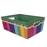 Idena 20140 - Aufbewahrungsbox aus festem Karton, Aufbewahrungskorb mit Metallgriffen, ca. 33 x 22,9...