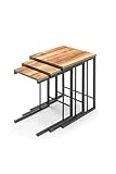 Tubibu C-Beistelltische 3er-Set, platzsparende Satztische, C-förmige Couchtische mit Holzoptik &...