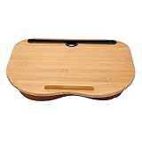 Acogedor Laptop-Schreibtisch, Laptop-Tisch aus Bambusholz, Tragbarer Laptop-Tisch mit Kissen,...