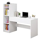 BAOLIANG Home Desk Einfacher Bürotisch mit mehrschichtigem Stauraum, Bücherregal, Schreibtisch,...