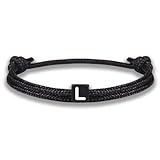GD GOOD.designs Armband mit Buchstabe L | Verstellbares Partnerarmband (14cm - 25cm) mit schwarz...