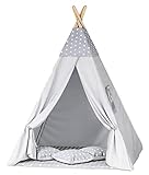TIPOO Tipi Zelt Spielzelt Baumwolle Kinderzelt mit 3 Kissenmatratzen Stabiles Zelt für Mädchen und...