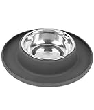 Dehner Hundenapf Clean Bowl, 350 ml, Ø 24 cm, Höhe 4 cm, Edelstahl/Silikon, dunkelgrau