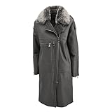 Hollert Damen Lammfellmantel Shearling EB-01 Ledermantel Wintermantel Nappaleder Grau Größe XXL